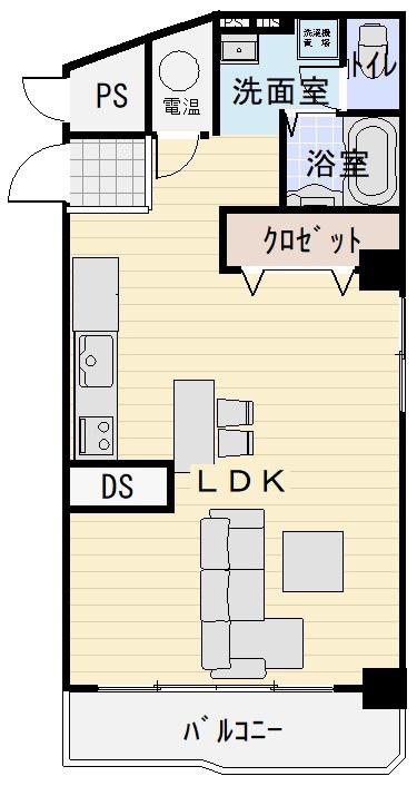 シャトー宿院(ワンルーム/8階)の間取り写真