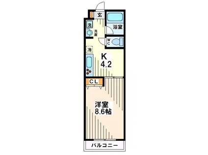 ラコリッタカラスヤマ(1K/1階)の間取り写真