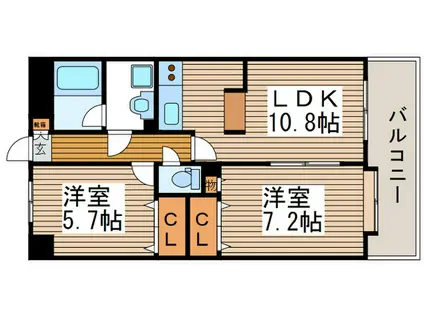 バーディーテラス仲町(2LDK/8階)の間取り写真