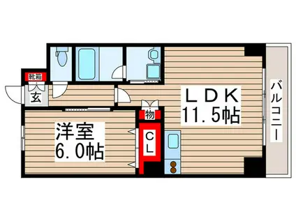 S-FORT船橋塚田(1LDK/6階)の間取り写真