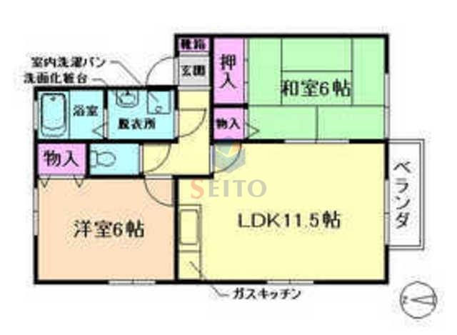 豊友スカイハウス(2LDK/2階)の間取り写真