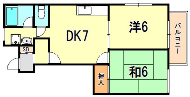 山下ハイツ(2DK/1階)の間取り写真