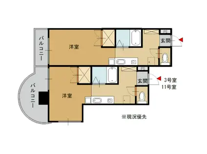 アピスカワイ(ワンルーム/3階)の間取り写真