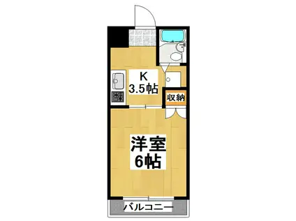 スカイコート旭(1K/3階)の間取り写真