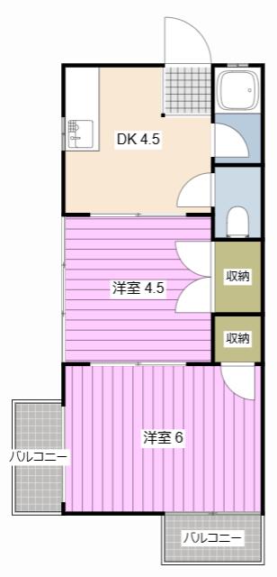 フォーブル内野(2DK/1階)の間取り写真
