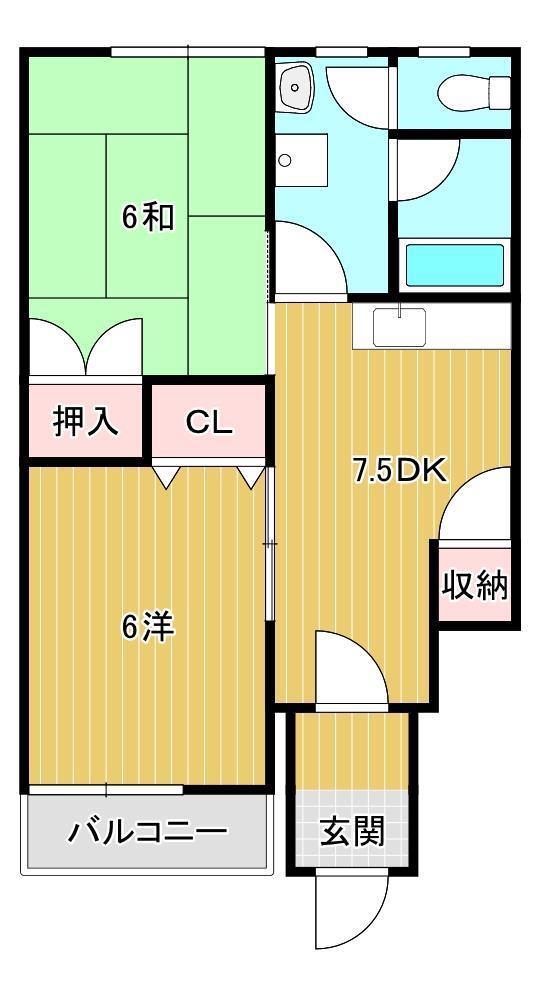 エターナル21(2DK/1階)の間取り写真