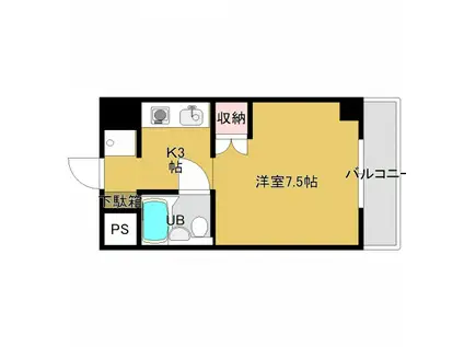 バザレビル(1K/3階)の間取り写真