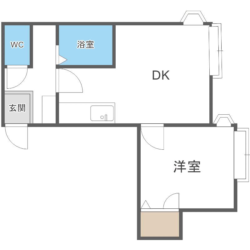 プライムハウス(1DK/2階)の間取り写真
