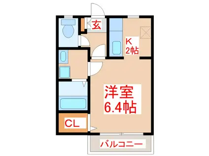 グリーンヒルズII(ワンルーム/2階)の間取り写真