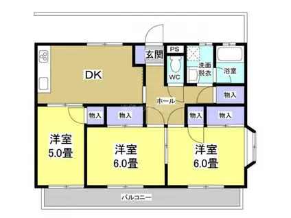 フロンティア(3DK/1階)の間取り写真