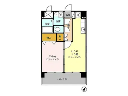 エスポワールT・Y(1LDK/3階)の間取り写真