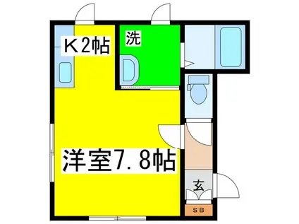 マリオット鳥取I(1K/2階)の間取り写真