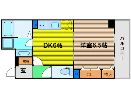 リバーフォード中之島(1DK/2階)の間取り写真