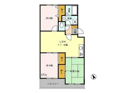 ヴァンベール神山I(3LDK/2階)の間取り写真