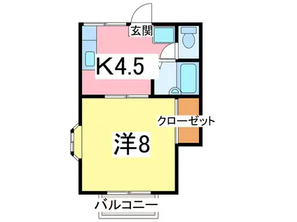 アプローズ東太田(1K/1階)の間取り写真