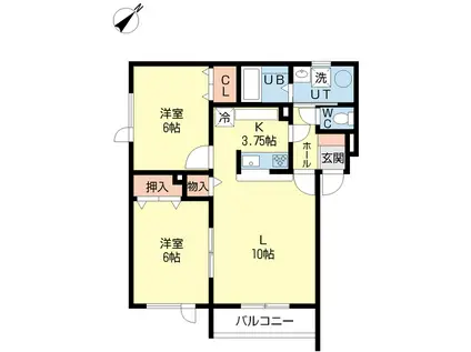 コンフォルト西武(2LDK/3階)の間取り写真