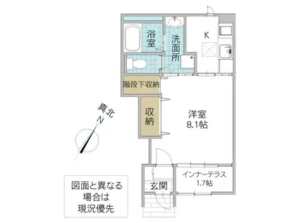 シルクII(1K/1階)の間取り写真