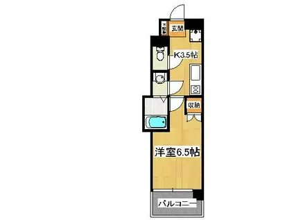 カーサアルマーレ(1K/6階)の間取り写真