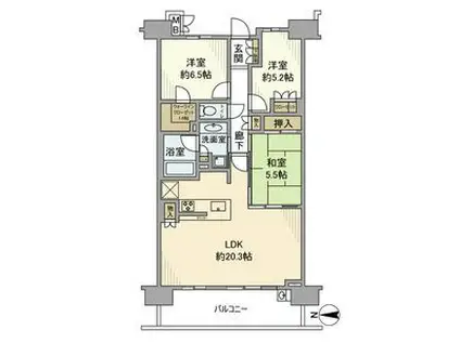 ウェリス稲毛 オアシスブロック(3LDK/11階)の間取り写真