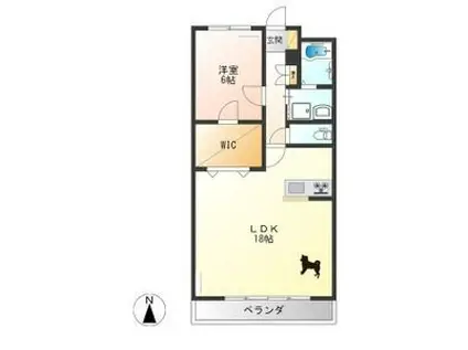 アロマテラス(1LDK/1階)の間取り写真