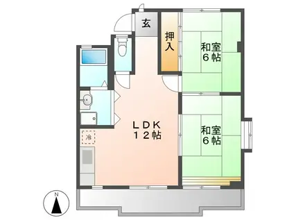 ドエルバンノ(2LDK/2階)の間取り写真