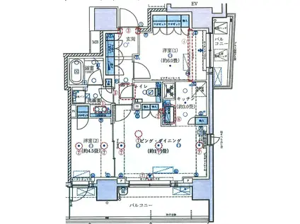 グランリビオ高輪三丁目(2LDK/6階)の間取り写真