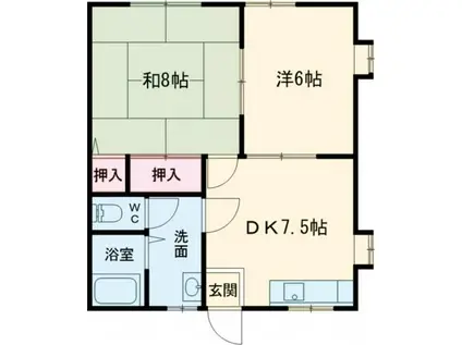 ハイツリバーヒルズ(2DK/1階)の間取り写真