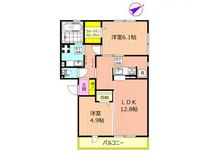 ルシアンB(2LDK/1階)の間取り写真