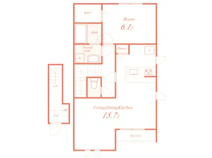 ルーセント湘南(1LDK/2階)の間取り写真