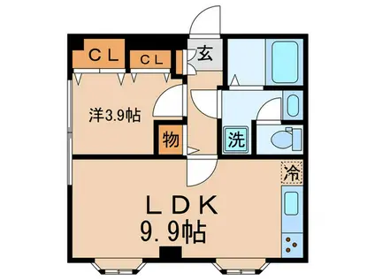 コムデ・ビュー(1LDK/2階)の間取り写真