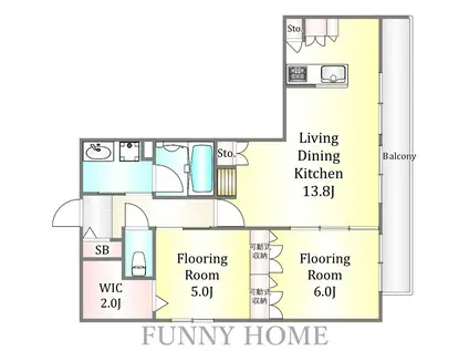 桜メルセゾン(2LDK/2階)の間取り写真