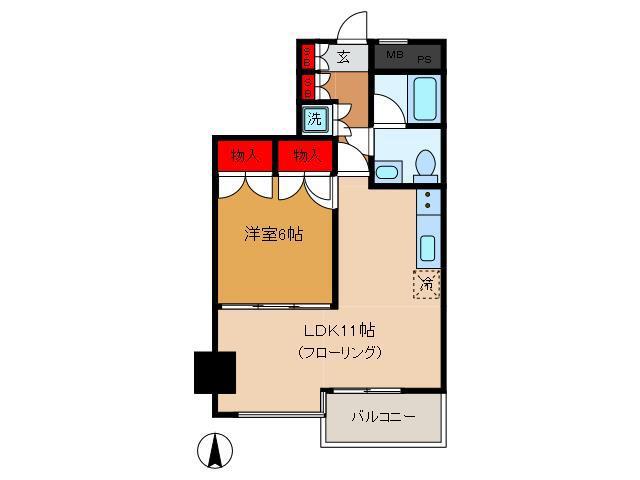 YSONE(1LDK/5階)の間取り写真