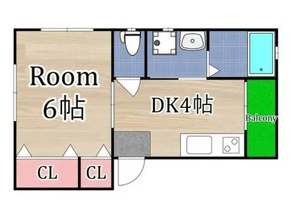 高殿ハイツ(1DK/2階)の間取り写真