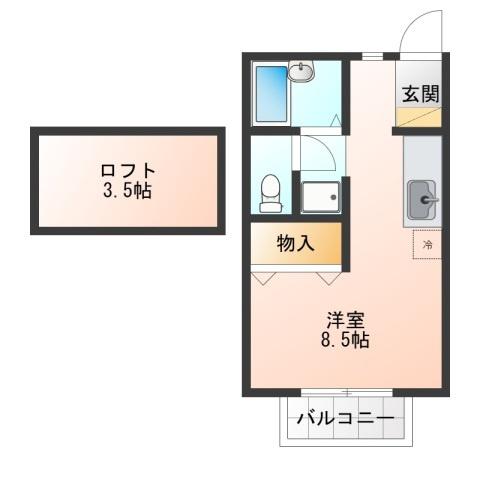フローラ泉町A(ワンルーム/1階)の間取り写真