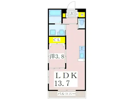 セーラス城山町(1LDK/3階)の間取り写真