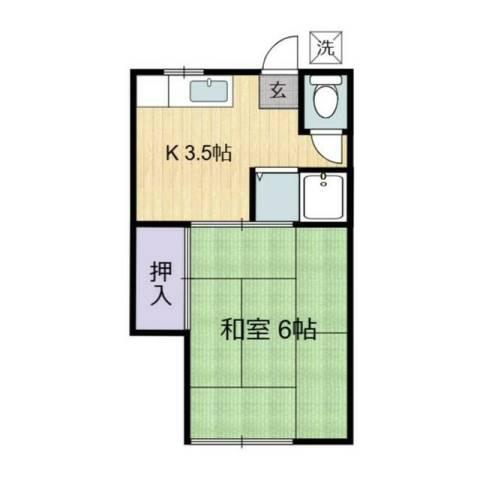 蓑島荘(1K/2階)の間取り写真