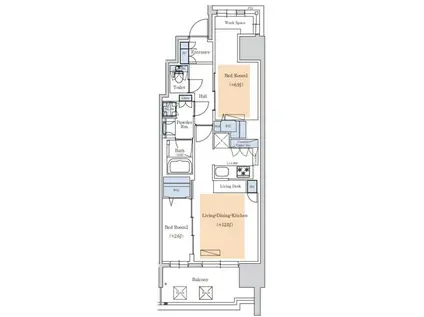 アーバネックス本町II(2LDK/5階)の間取り写真