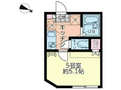 リーヴェルポート横浜南エミール(1K/2階)の間取り写真