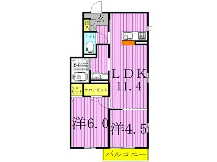 グランツ(2LDK/3階)の間取り写真