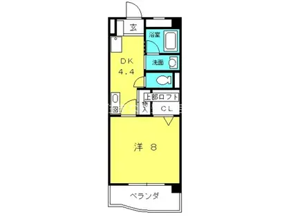 プラムワン(1DK/4階)の間取り写真