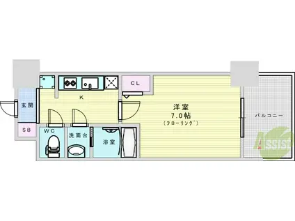 ブランシエスタ加島(1K/3階)の間取り写真