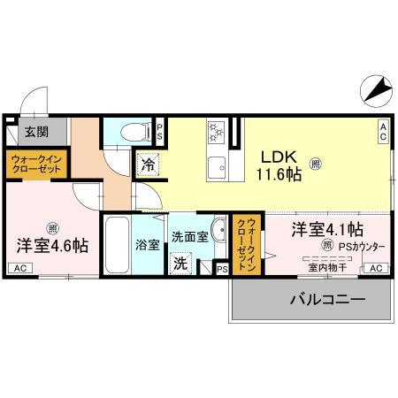 D-ROOM平井C棟(2LDK/2階)の間取り写真