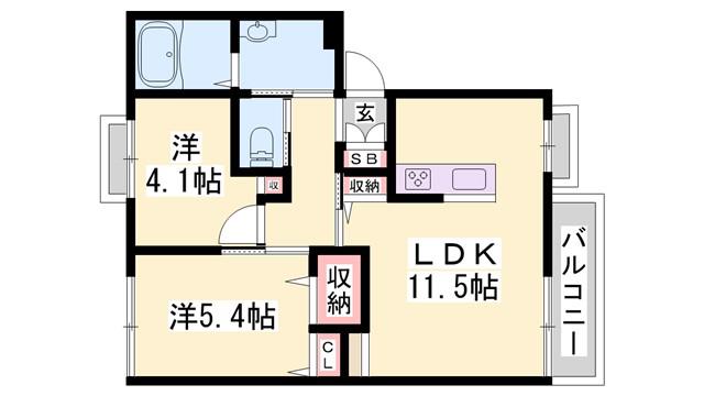 アネックス御立(2LDK/1階)の間取り写真
