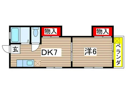 ハミング椿森(1DK/3階)の間取り写真