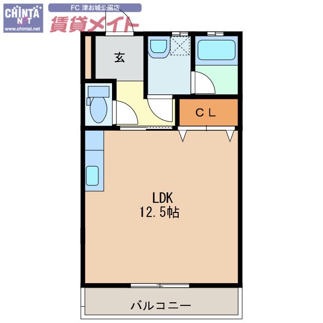アメニティコーポ(ワンルーム/1階)の間取り写真
