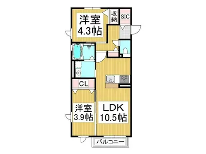 ミレニアムパレス豊野(2LDK/1階)の間取り写真