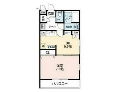 ドミール桐ケ谷(1DK/2階)の間取り写真