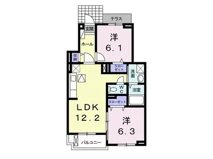 アプリコットI(2LDK/1階)の間取り写真
