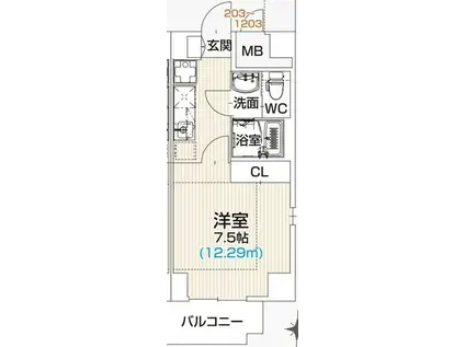 RESIDENCE RAMIA(1K/8階)の間取り写真