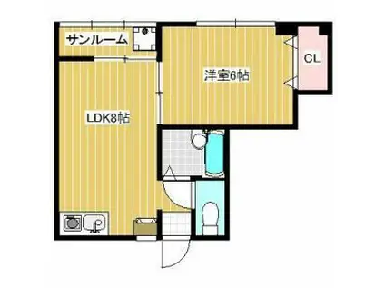 ラフォーレII(1LDK/4階)の間取り写真